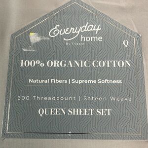 BNWT Organic Cotton Bed sheet Grey/Queen 4 pcs/set  100% cotton by Tride…